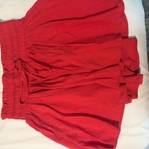 Vestique (M) Vibrant Red Skirt with Elastic Waist - NWT